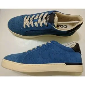 Coach | Shoes | Coach Cobalt Blue Perforated Logo Suede Clip  display picture 3